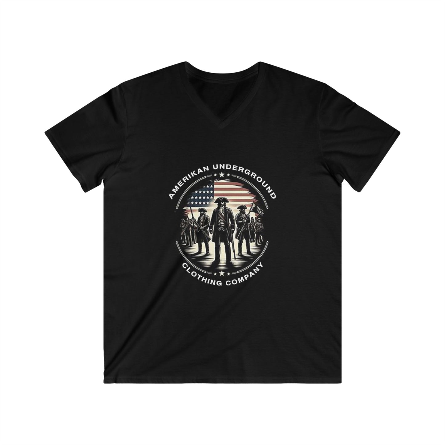 Amerikan Underground Logo: Men's Fitted V-Neck Short Sleeve Tee