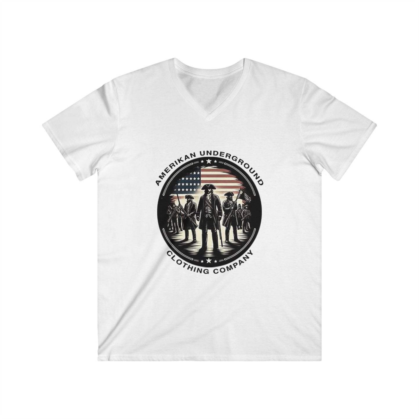 Amerikan Underground Logo: Men's Fitted V-Neck Short Sleeve Tee