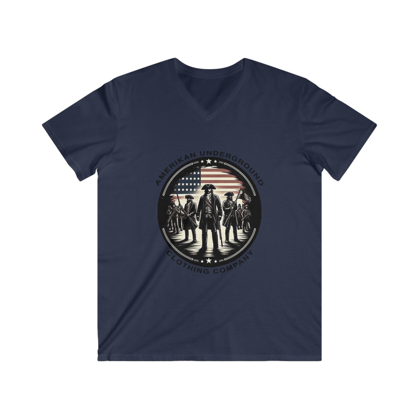 Amerikan Underground Logo: Men's Fitted V-Neck Short Sleeve Tee