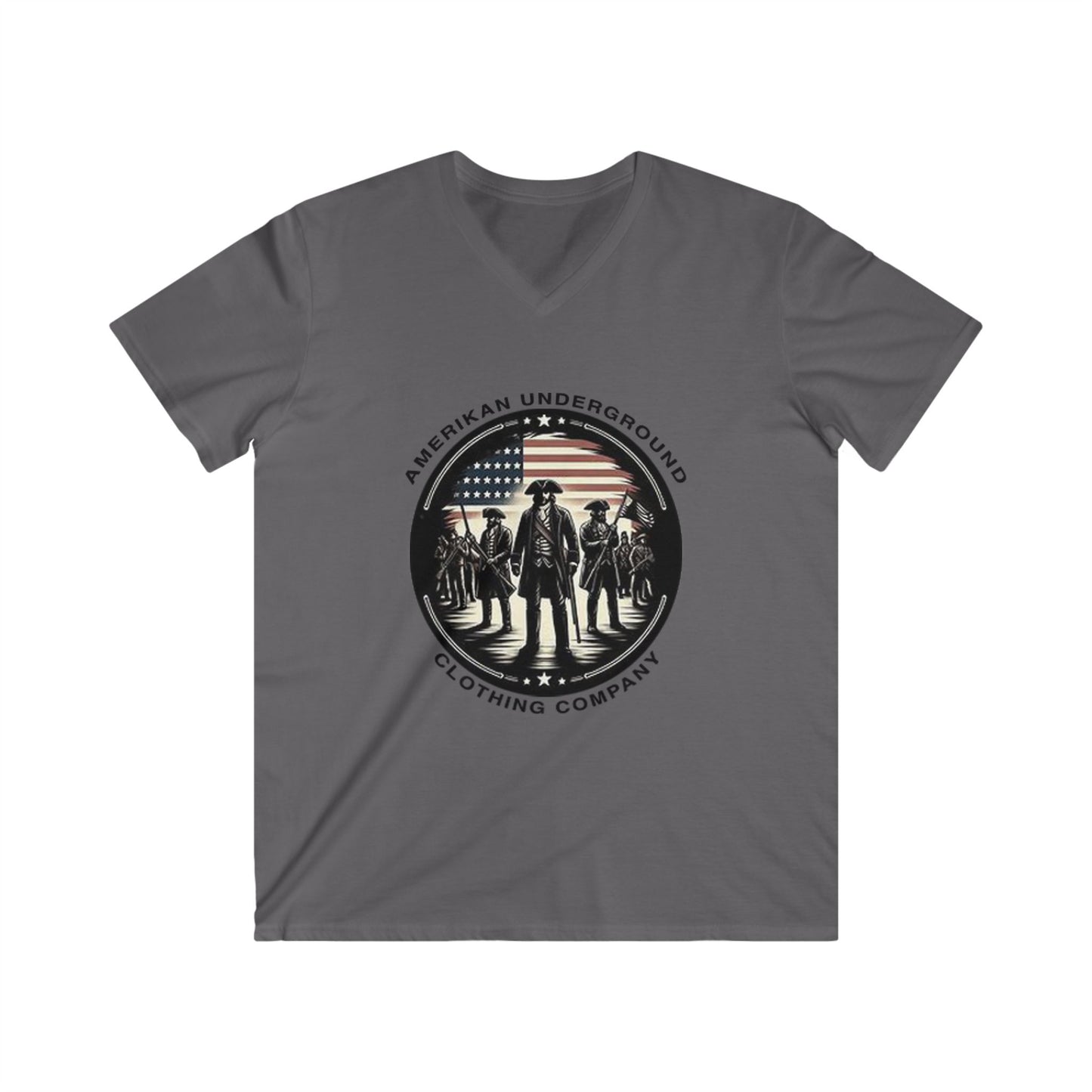 Amerikan Underground Logo: Men's Fitted V-Neck Short Sleeve Tee