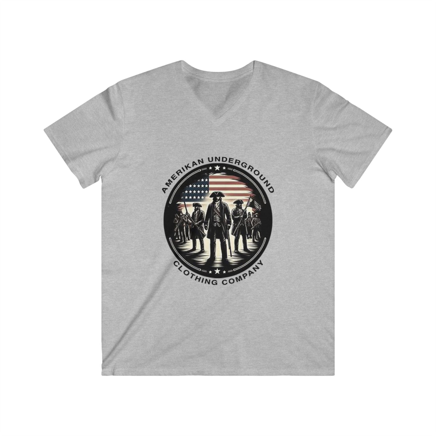Amerikan Underground Logo: Men's Fitted V-Neck Short Sleeve Tee