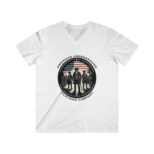 Amerikan Underground Logo: Men's Fitted V-Neck Short Sleeve Tee