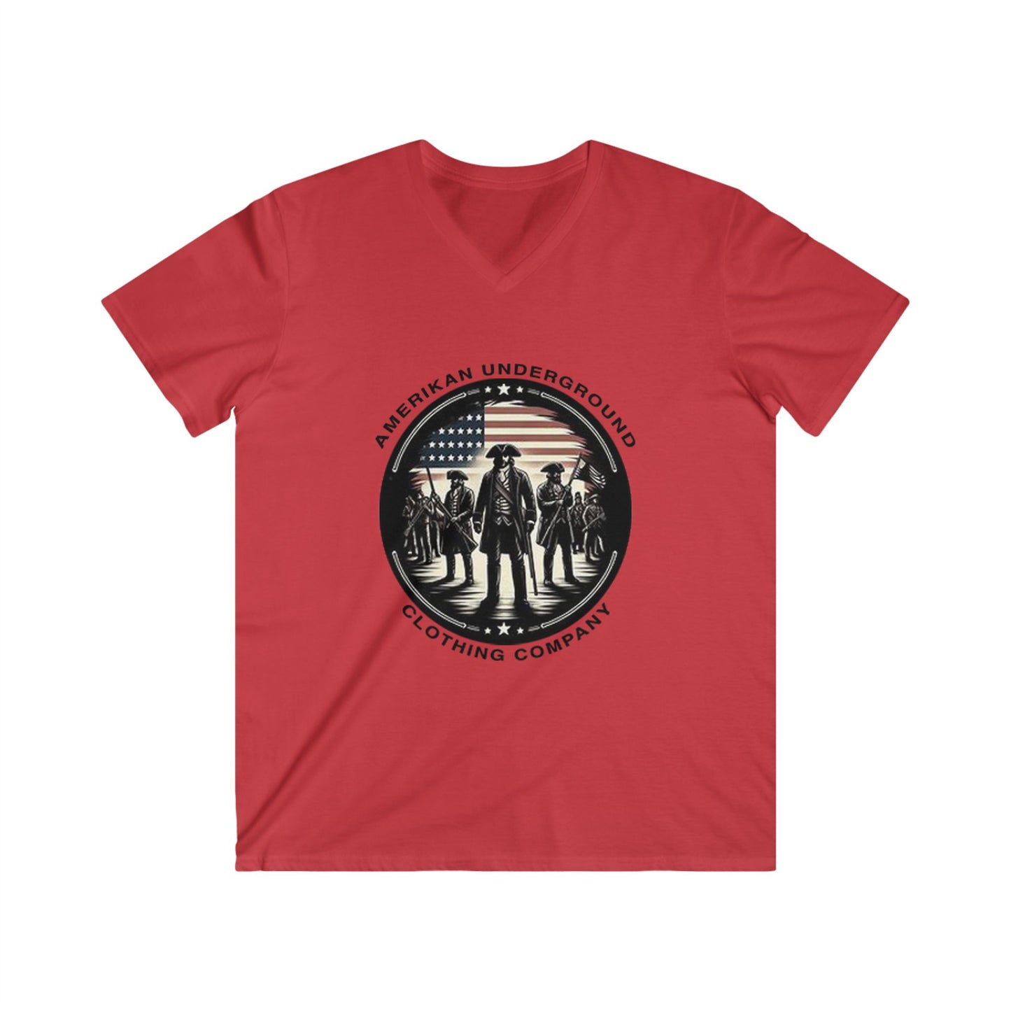 Amerikan Underground Logo: Men's Fitted V-Neck Short Sleeve Tee