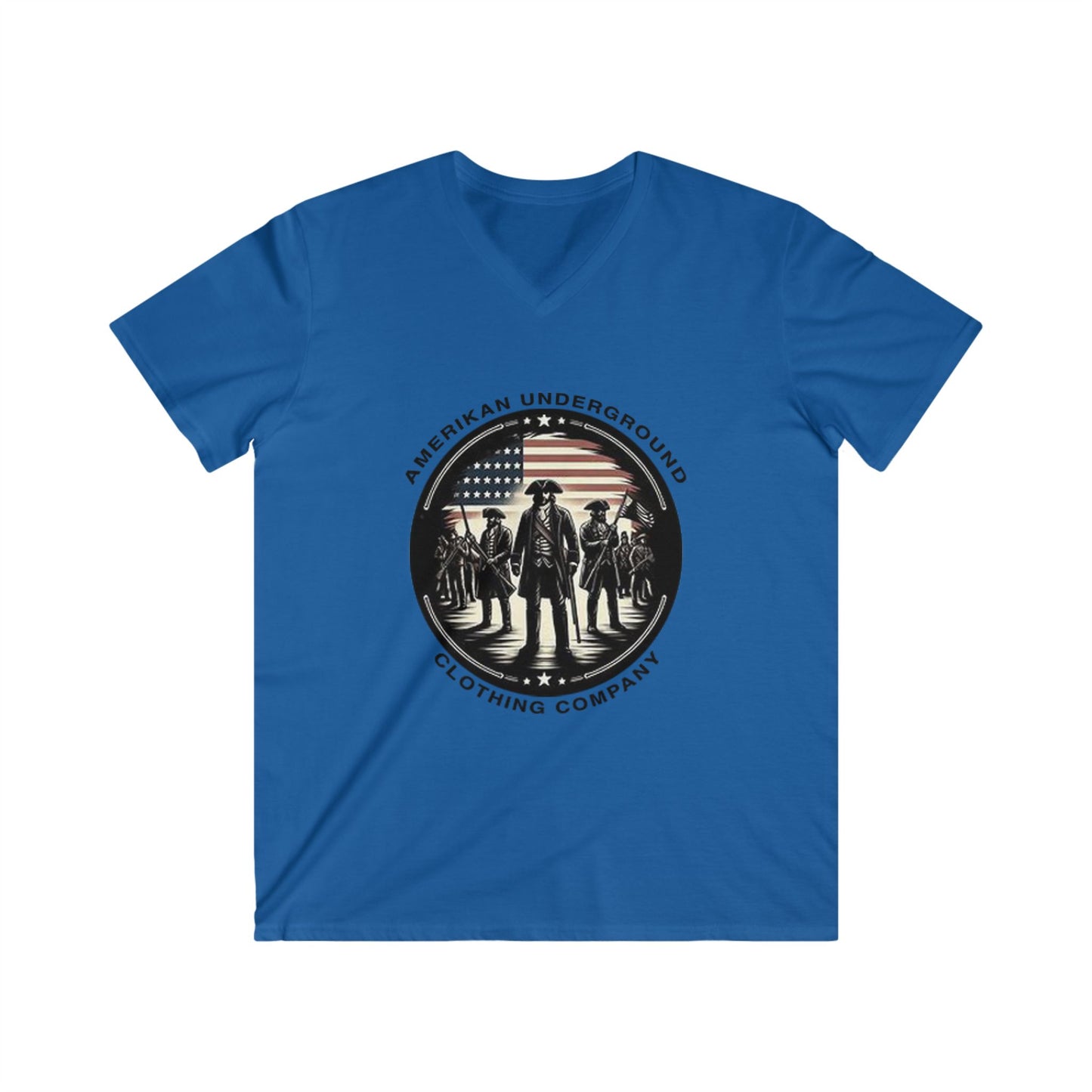 Amerikan Underground Logo: Men's Fitted V-Neck Short Sleeve Tee
